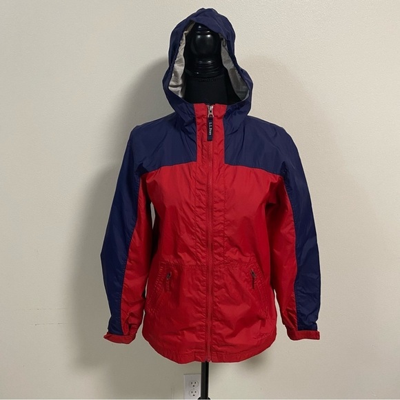 L.L.Bean Jacket Kids Size large 14/16 Red Blue hoodie full zip jacket - Picture 1 of 17